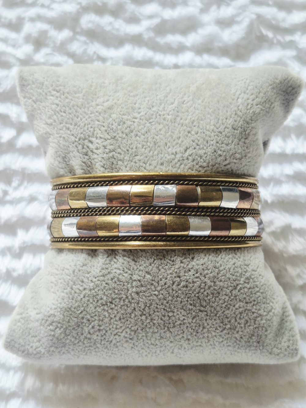 Vintage Tri-Color Copper Cuff Bangle